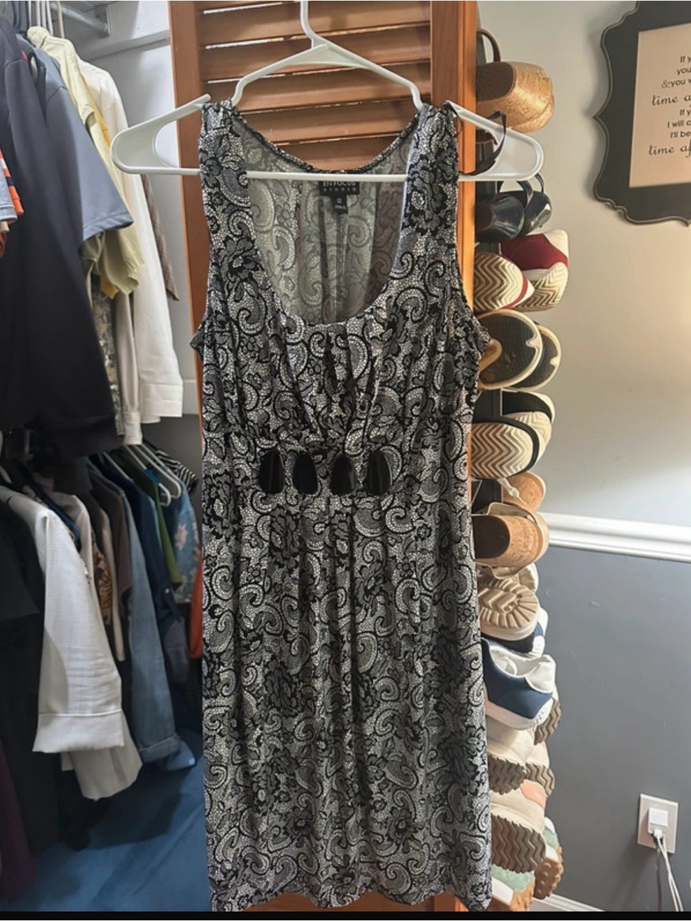 Enfocus Studio Black & White Paisley Midi Dress